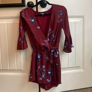 Maroon 3/4 sleeve romper